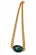 Tibetan Turquoise Gold-Tone Curb Chain Necklace