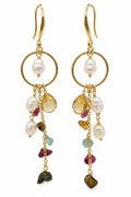 Freshwater Pearl & Gold Charm Earrings