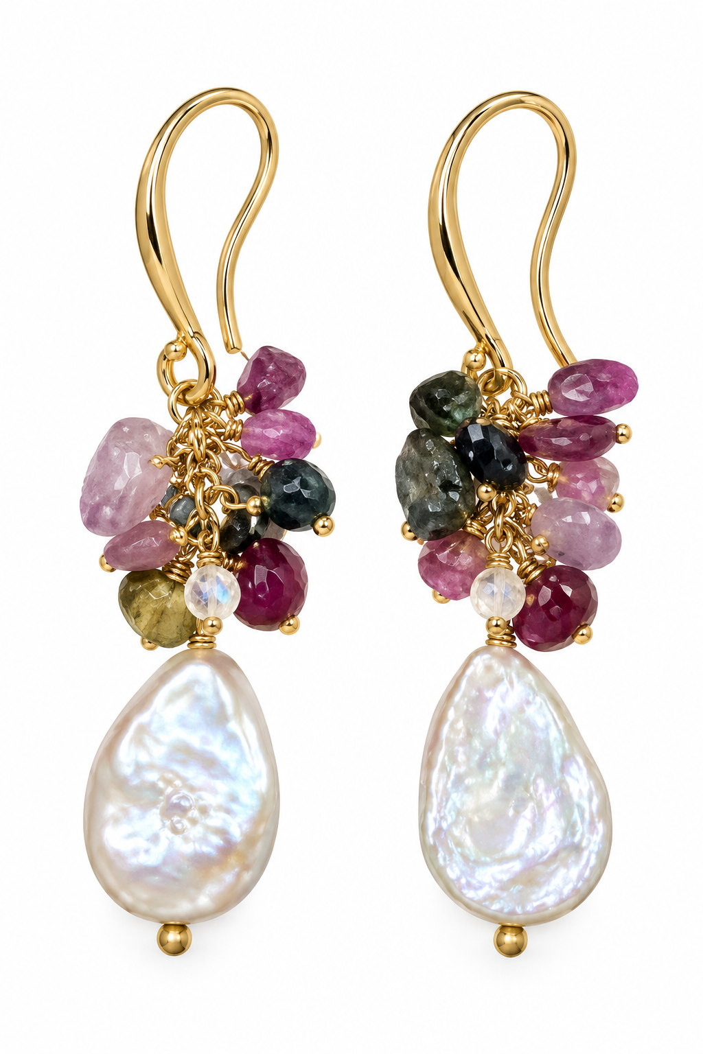 Tourmaline & Freshwater Pearl Drop Earrings