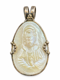 Carved Abalone & Sterling Silver Buddha Pendant - Vintage