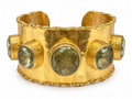 Quartz & Hammered Gold Cuff Bracelet