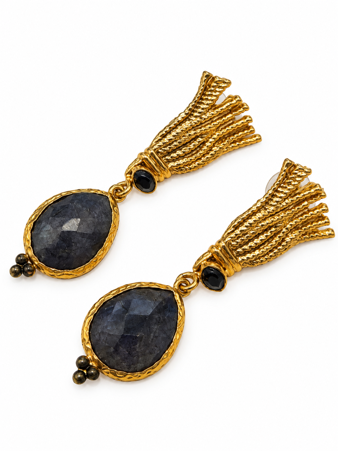 Blue Iolite Egyptian Revival Drop Earrings