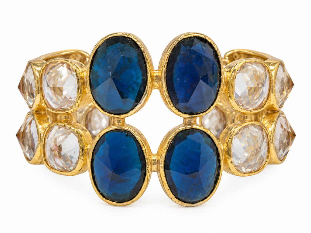 Sapphire Blue & Clear Crystal Statement Cuff