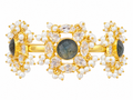 Labradorite & Seed Pearl Gold-Plated Cuff Bracelet