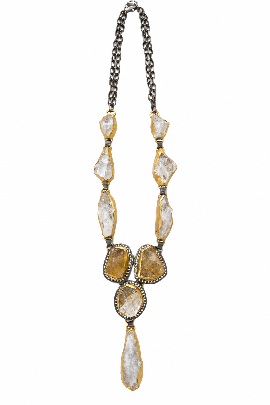 Raw Citrine & Quartz 18K Gold-Plated Statement Necklace