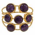 Amethyst 14K Gold-Plated Openwork Cuff Bracelet