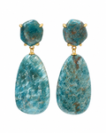 Blue Apatite Gold-Plated Teardrop Earrings