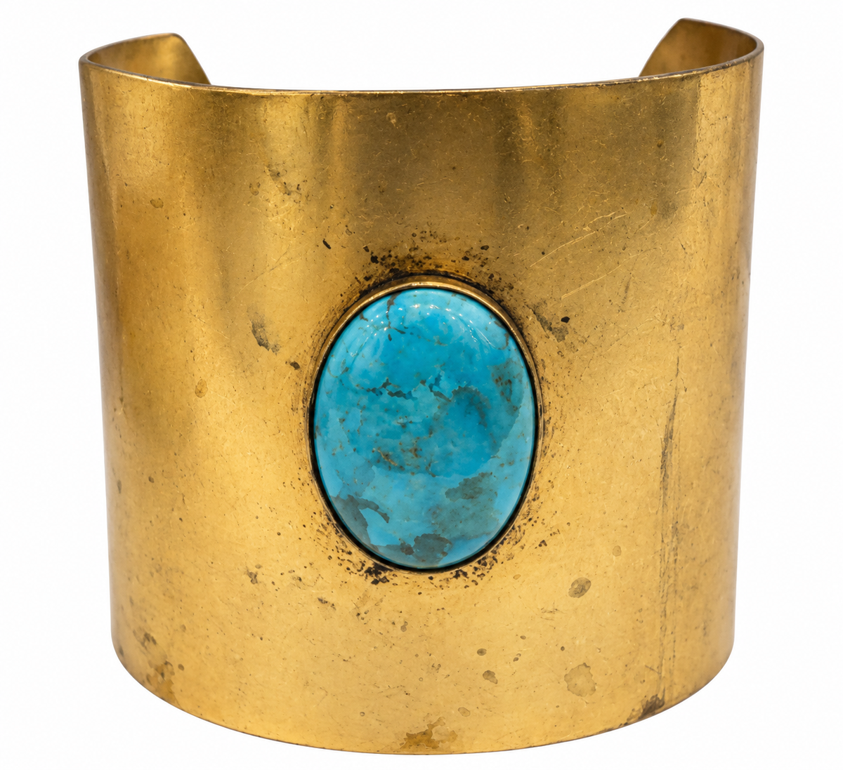 Turquoise & Gold-Plated Brass Statement Cuff