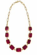 Raw Ruby Slice & Gold-Filled Link Necklace