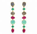 Fuchsia Onyx & Mixed Gemstone Drop Earrings