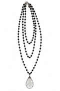 Black Beaded Convertible Teardrop Necklace