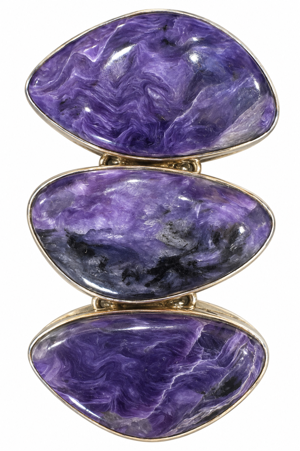 Siberian Charoite & Sterling Silver Link Bracelet - Vintage