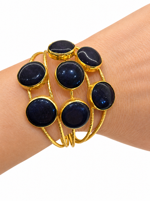 Amethyst 14K Gold-Plated Openwork Cuff Bracelet