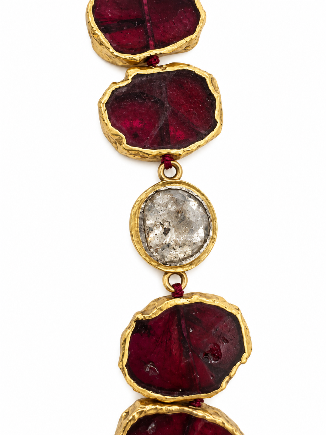 Raw Garnet & Polki Diamond Statement Necklace