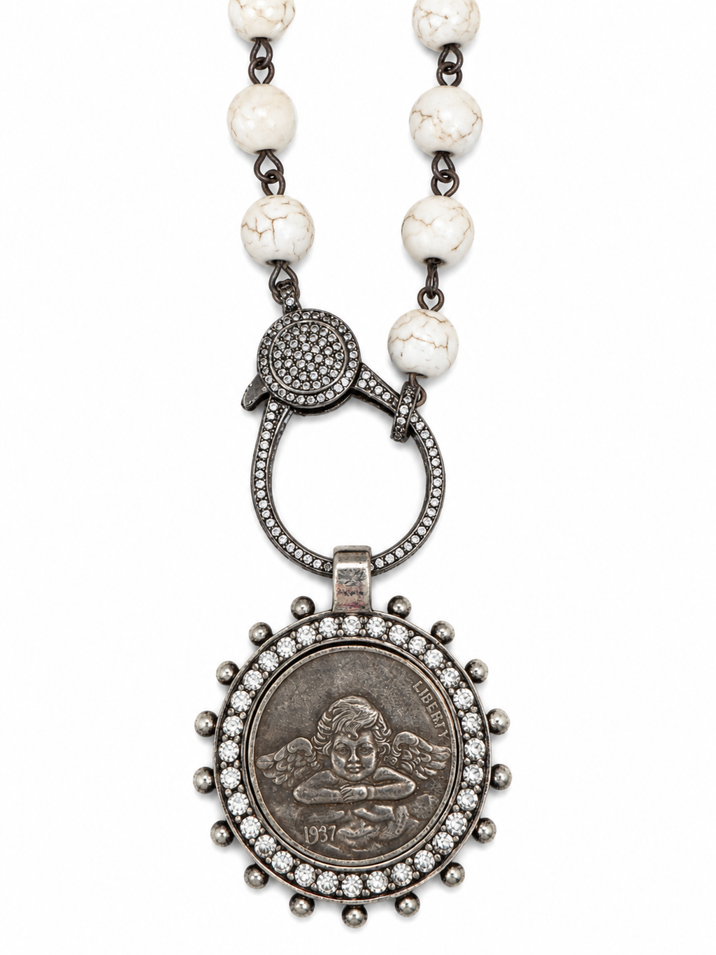 Love, Lisa Howlite & Angel Medallion Necklace
