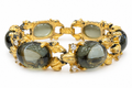 Smokey Glass & Gold-Tone Bracelet - Vintage