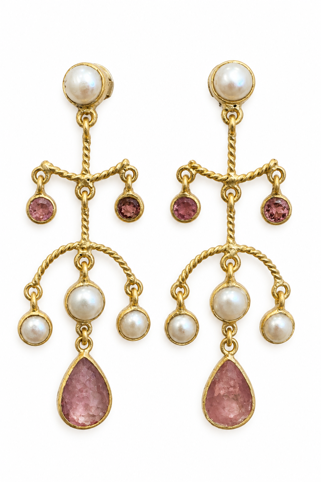 Arra by Aradhana Tourmaline & Pearl 18K Gold-Plated Chandelier Earrings