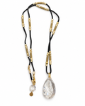 Faceted Crystal & Brass Beaded Suede Necklace