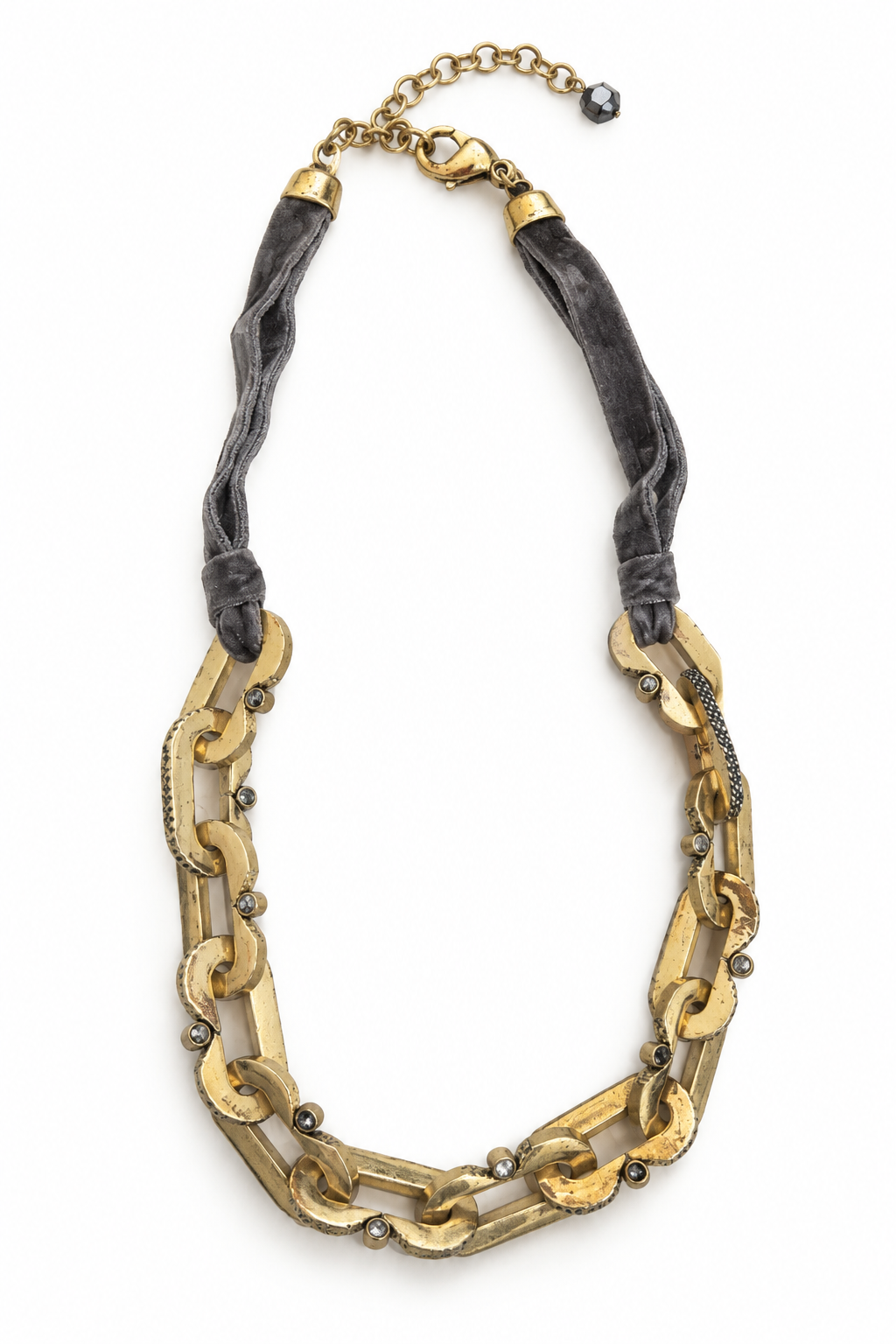 Chico's Velvet & Gold-Tone Link Necklace - Vintage