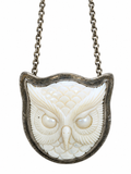 Kate Sydney Carved Buffalo Horn Owl Necklace