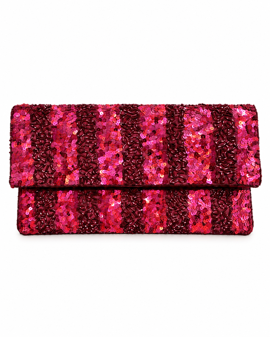 Fuchsia Sequin Foldover Clutch