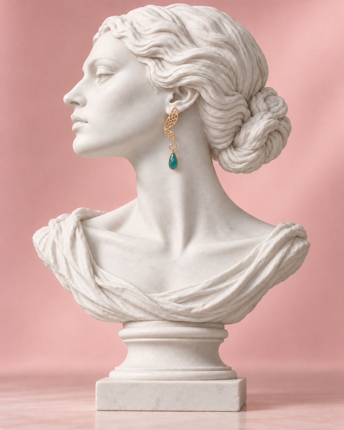 Tonia Makri Chrysocolla & Crystal Quartz Butterfly Earrings