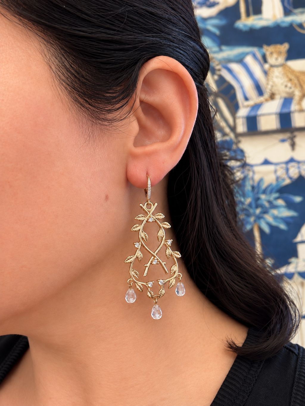 Gold-Plated Botanical Drop Earrings