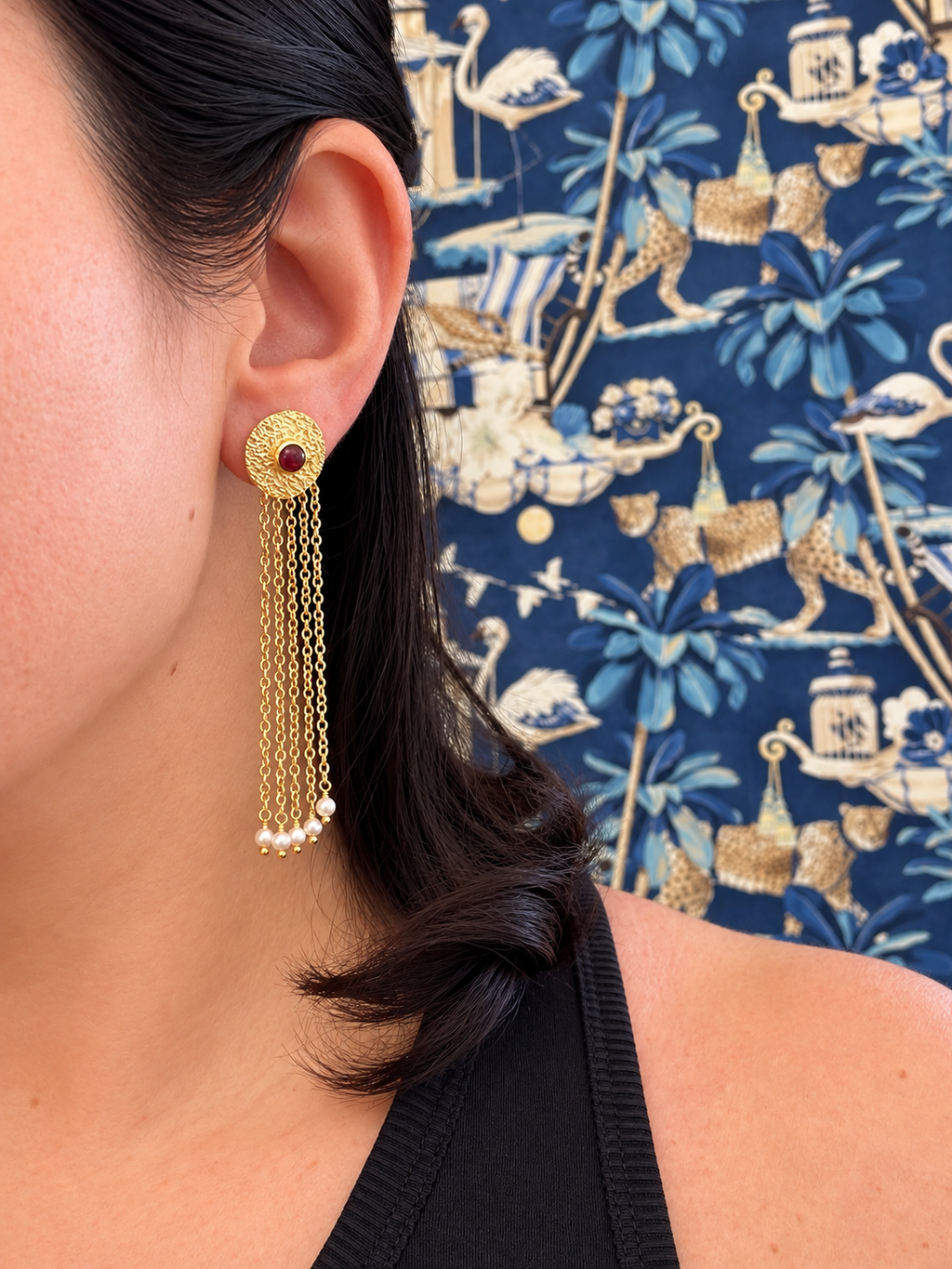 Arra by Aradhana Tourmaline & Freshwater Pearl Earrings
