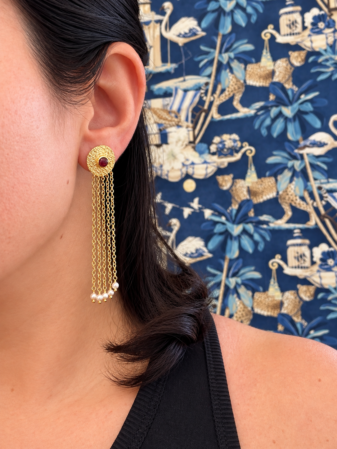 Arra by Aradhana Tourmaline & Freshwater Pearl Earrings