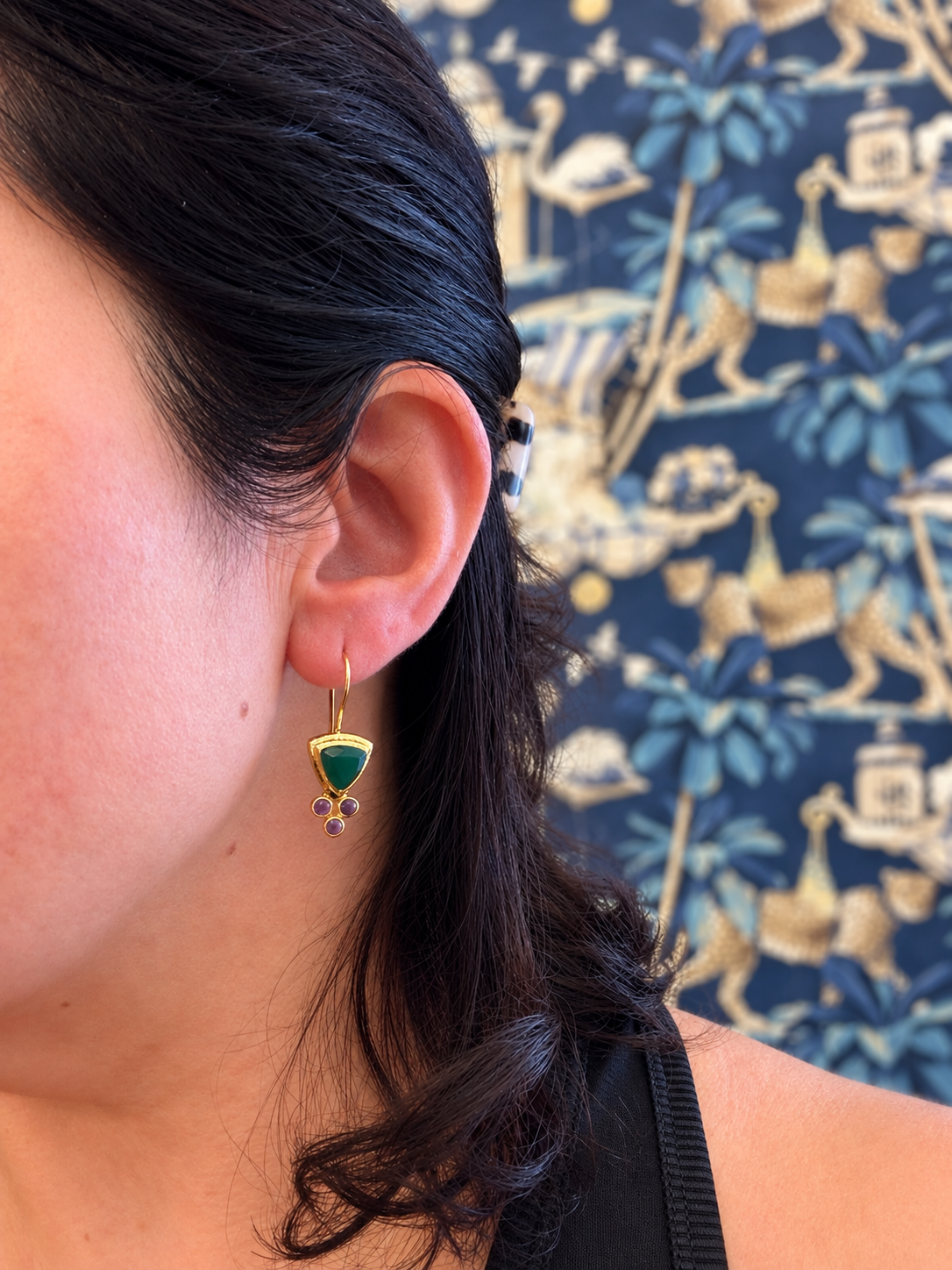 Arra by Aradhana Green Onyx & Tourmaline Earrings