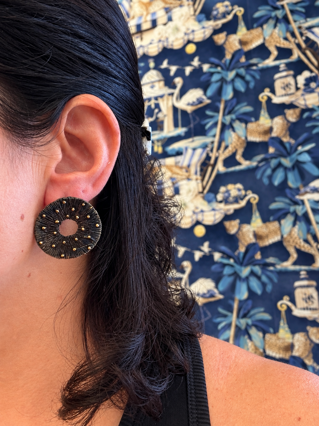 Silver Sea Urchin Statement Stud Earrings