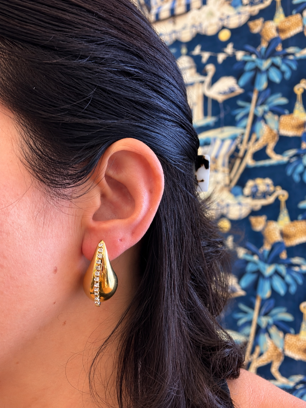 Gold-Filled Chunky Teardrop Earrings with CZ Accents