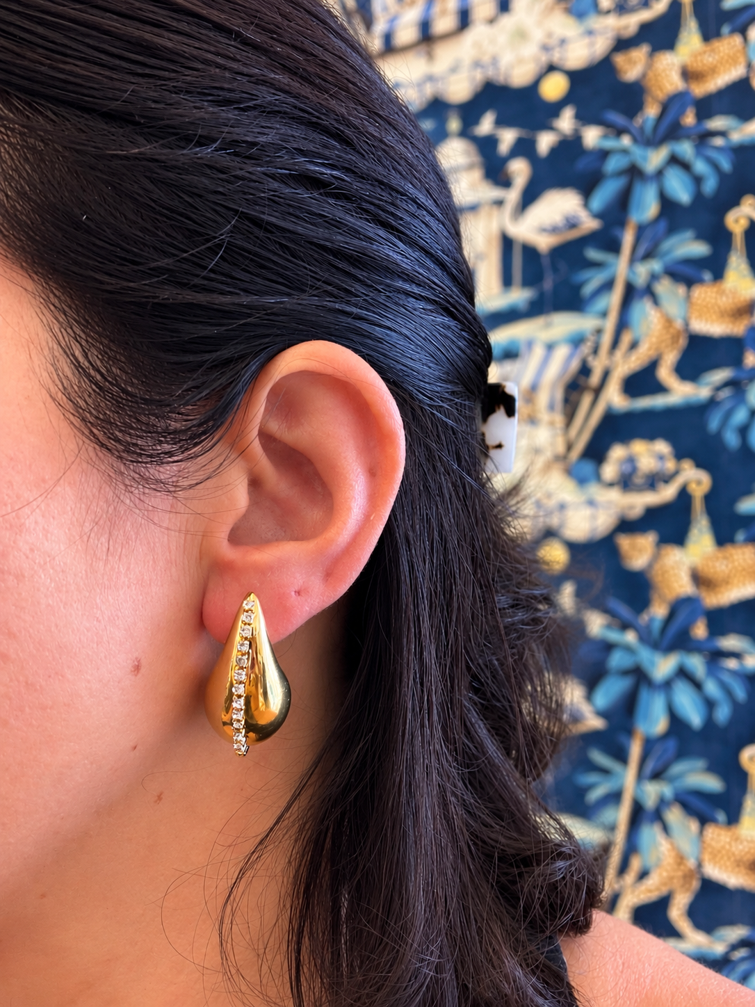 Gold-Filled Chunky Teardrop Earrings with CZ Accents