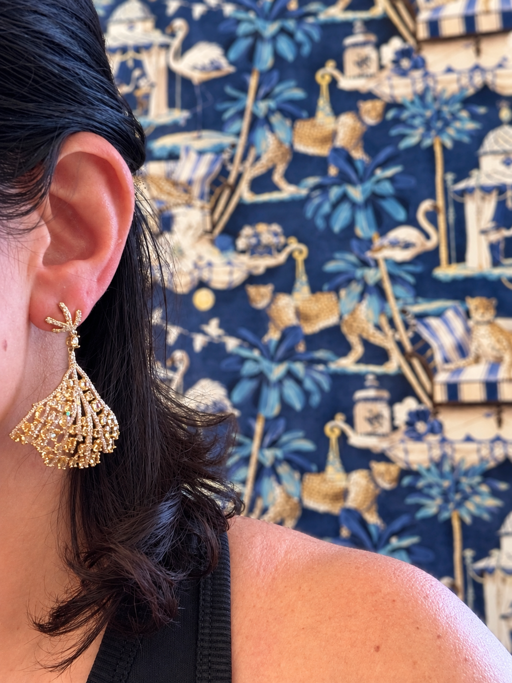 Yellow CZ Fan Earrings