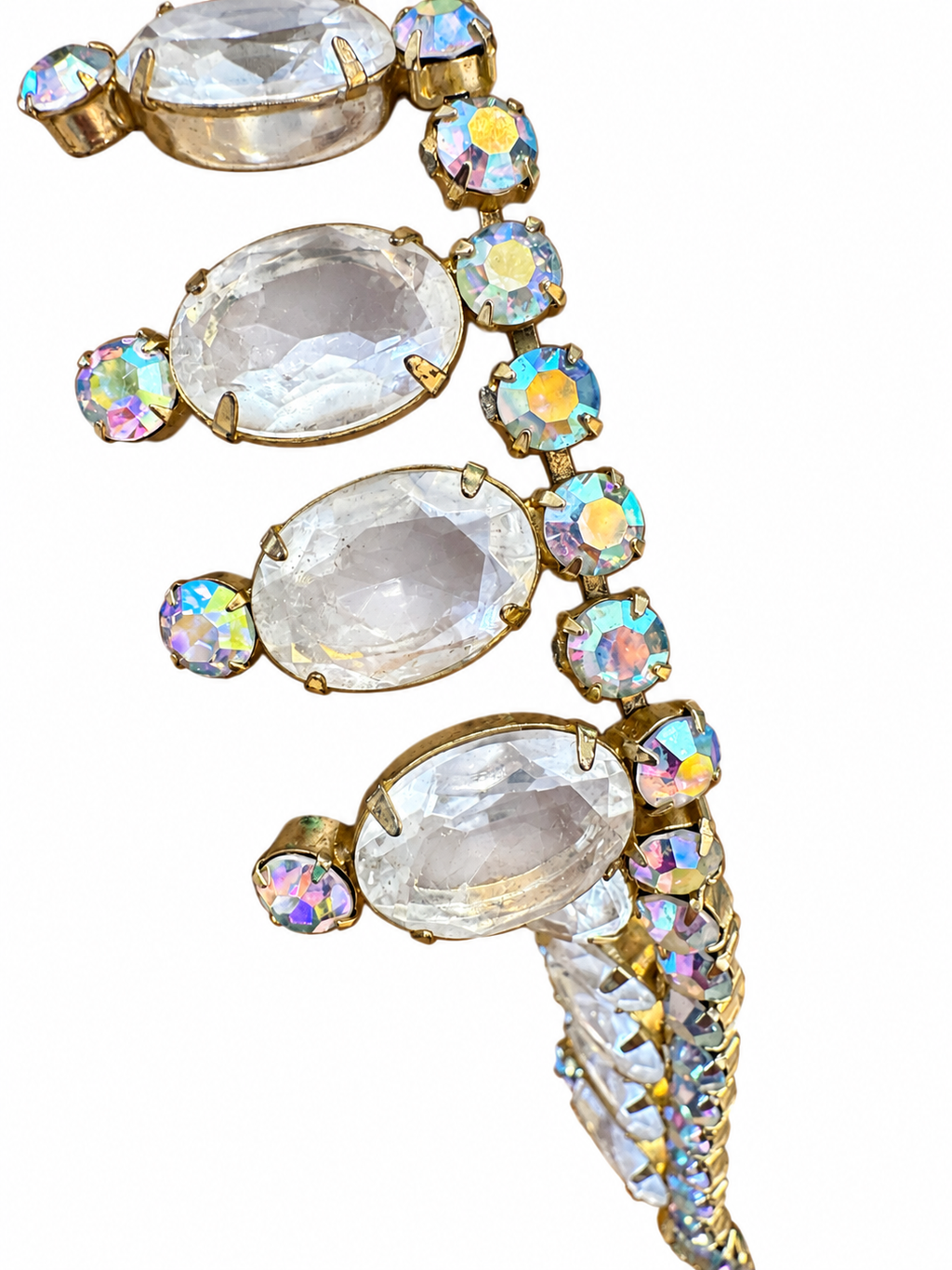 Aurora Borealis Rhinestone Statement Necklace - Vintage