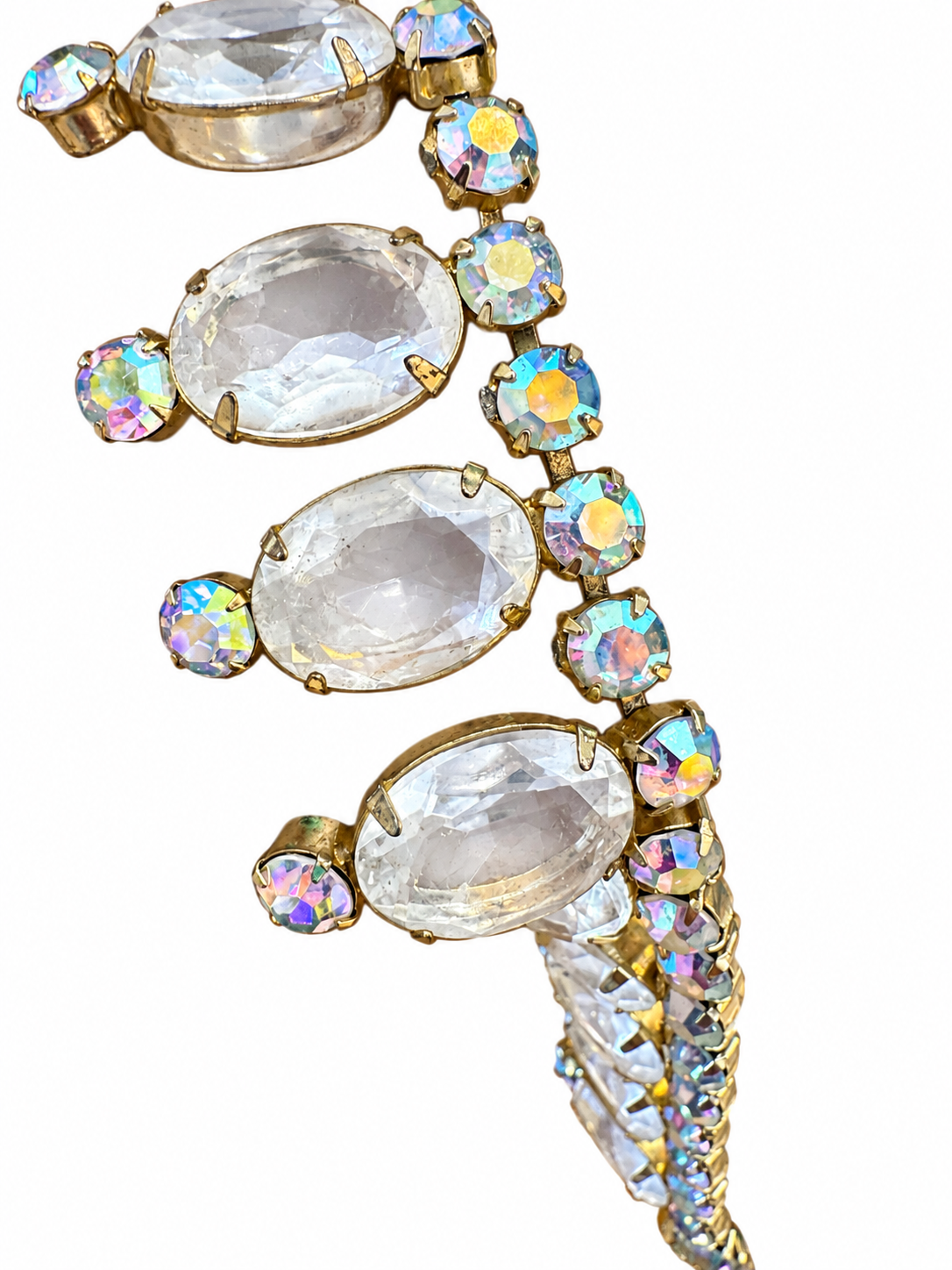 Aurora Borealis Rhinestone Statement Necklace - Vintage