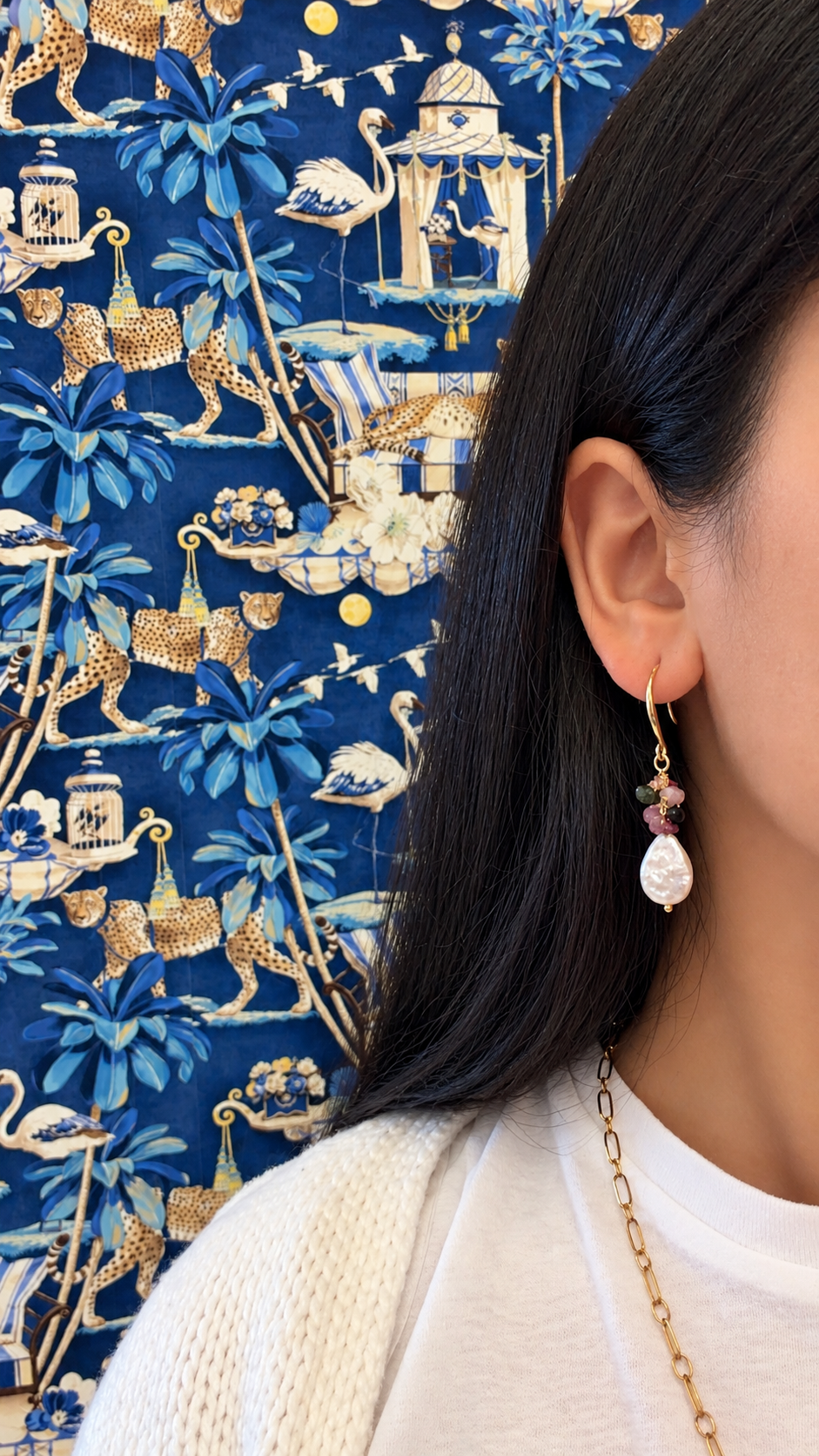 Tourmaline & Freshwater Pearl Drop Earrings