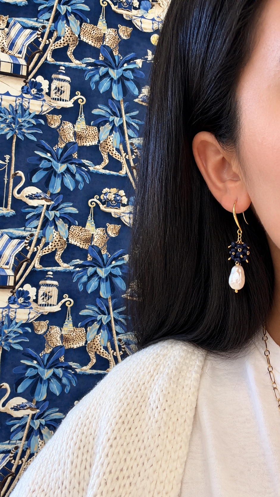 Lapis Lazuli & Freshwater Pearl Drop Earrings