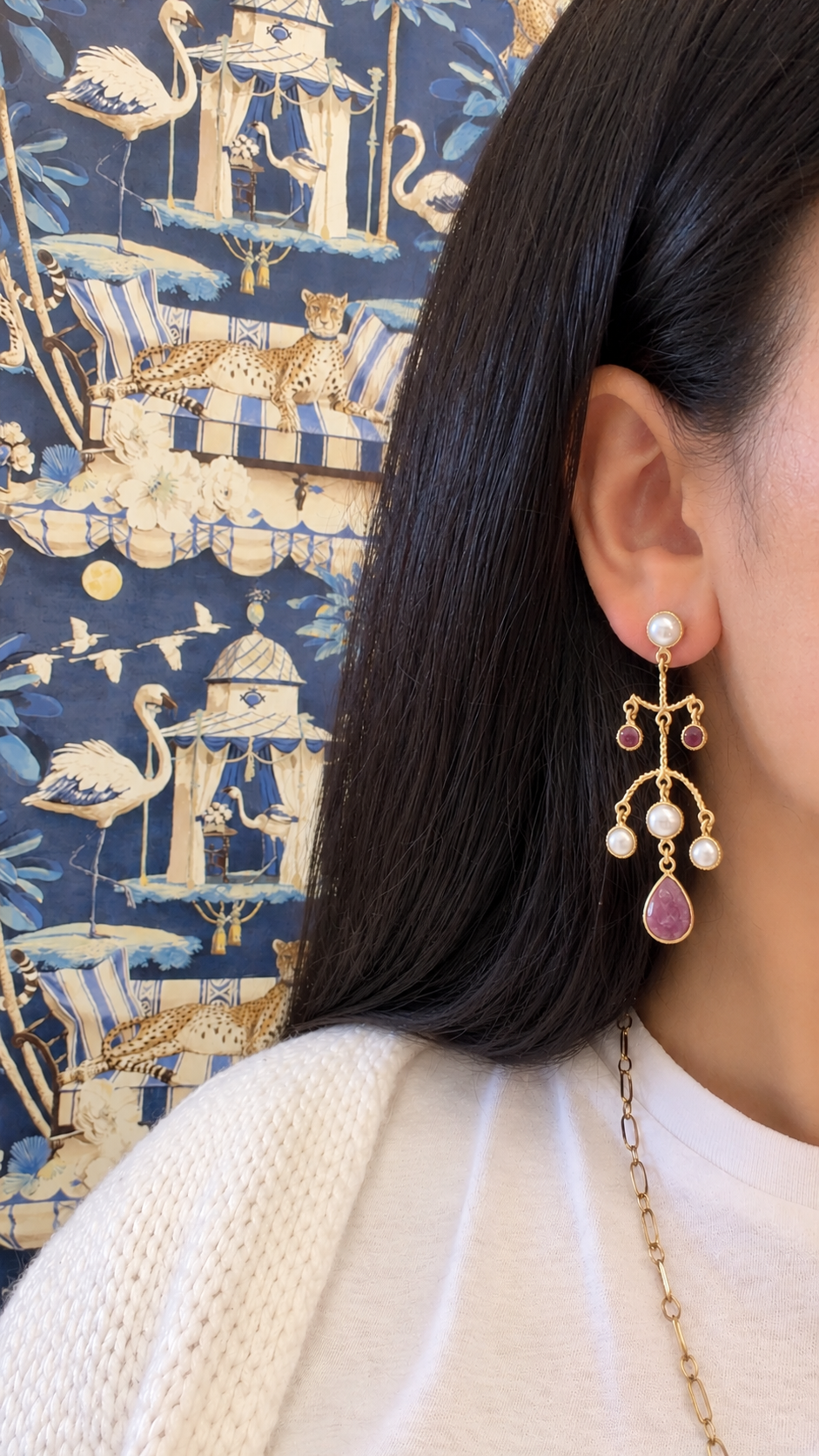 Arra by Aradhana Tourmaline & Pearl 18K Gold-Plated Chandelier Earrings