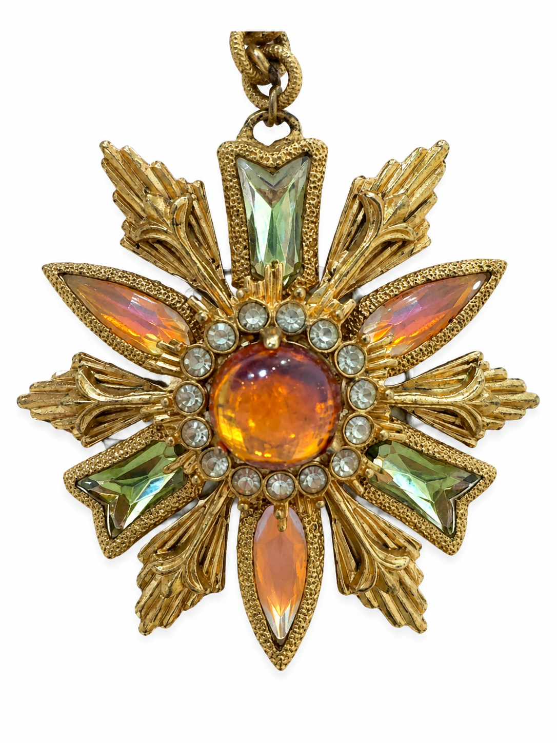 Florenza Jeweled Maltese Cross Pendant Necklace - Vintage