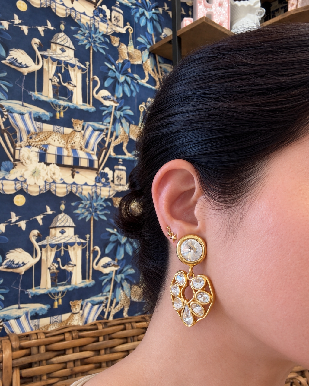 1990s Runway-Inspired Rhinestone Statement Clip Earrings – Vintage New Old Stock