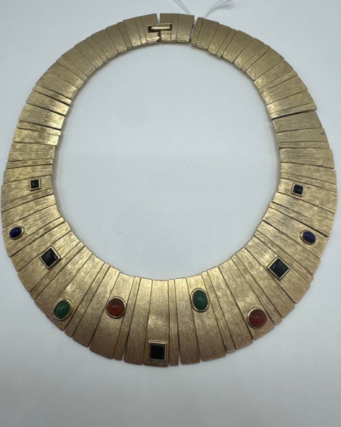 Vintage 1970's Leslie Bernard Egyptian Collar Necklace