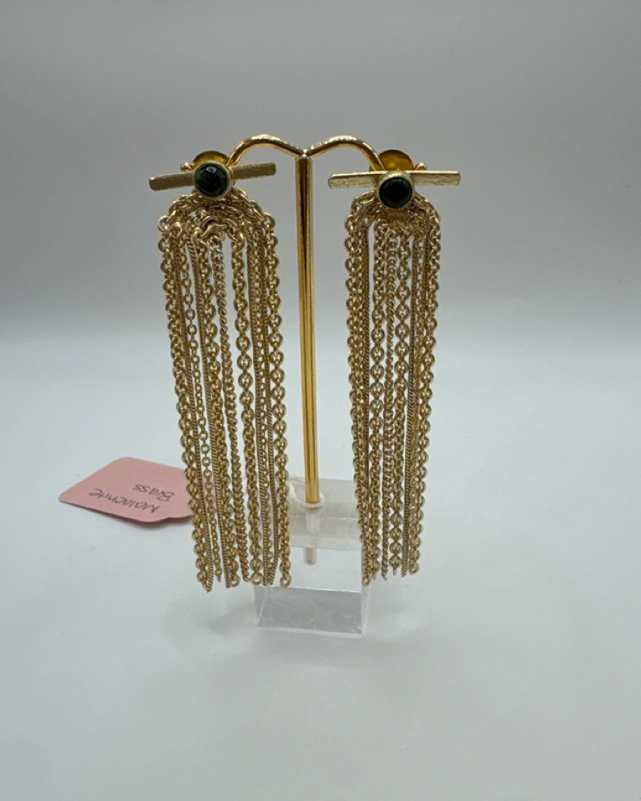 Malachite Gold-Plated Chandelier Earrings