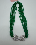 Green Bead Rhinestone Dinner Necklace