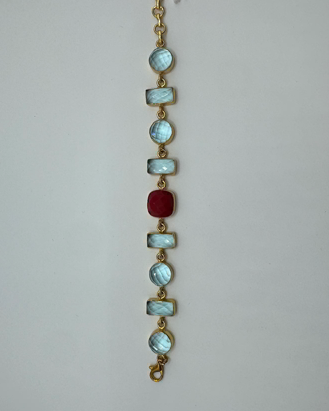 Topaz Coral Chalcedony Gold Plated Bracelet