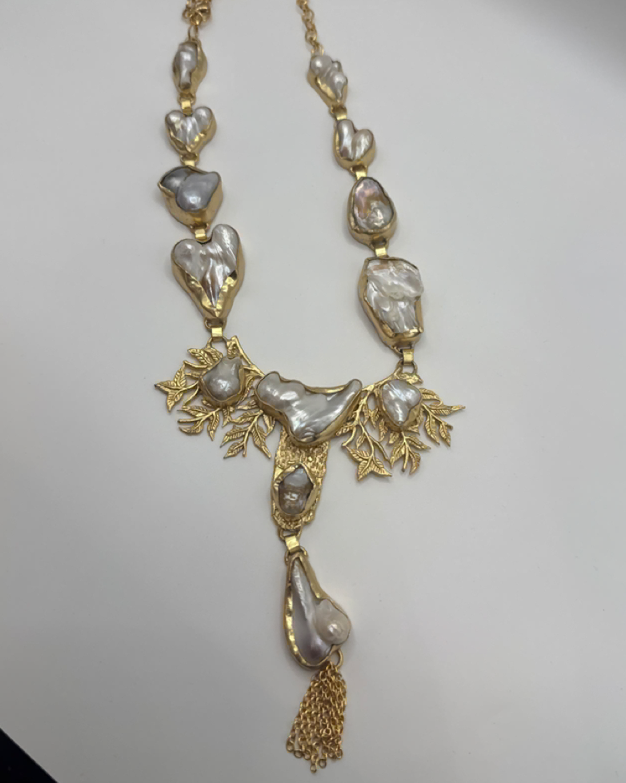 Rogue Pearl Gold Plated Statement Necklace