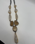 Rough Quartz in Citrine Gold-Pated Necklace
