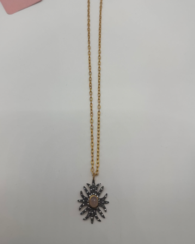 Rose Quartz CZ Baroque Gold-Plated Necklace