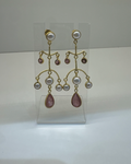 Tourmaline Pearl Gold Plated Chandelier Earrings
