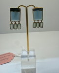 Gold over Silver Lab Grown Blue Eye Dangle Earrings